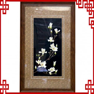纯手工刺绣工艺品中国特色礼品—玉兰花（一套3幅）